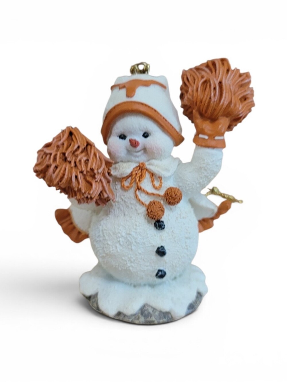 UT Longhorns Snowman Cheerleader Ornament Alice 2001 Ridgewood Collection VTG